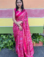 Handwoven Marshmallow Magic Rani Pink Saree with Traditional Motifs