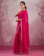 Premium Designer Organza fuchsia (rani pink) Saree with Elegant Embroidered Border