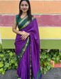 Premium Soft Marshmallow Royal Purple Saree with Elegant Contrast Border