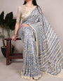 Naturally Regal Luxury Tasar Silk Blue Sarees with Contemporary Prints