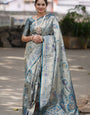 Graceful Royal Teal Blue Silk Saree with Traditional Zari Motifs
