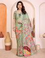 Designer Manipuri Silk Light Green Saree with Rich Pallu Ethnic Collection