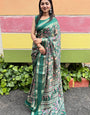 Handwoven Marshmallow Magic Green Saree with Traditional Motifs