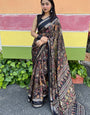 Handwoven Marshmallow Magic Black Saree with Traditional Motifs