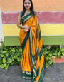Premium Soft Marshmallow Mustard Yellow Saree with Elegant Contrast Border
