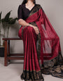 Premium Rangoli Silk Maroon Saree for Women with Designer Border