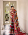 Classic Polyester Viscose Chanderi Maroon Saree with Designer Pattern