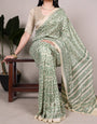 Naturally Regal Luxury Tasar Silk Green Sarees with Contemporary Prints
