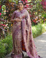 Graceful Royal Purple Silk Saree with Traditional Zari Motifs