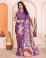 Designer Manipuri Silk Dark Purple Saree with Rich Pallu Ethnic Collection