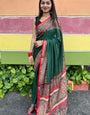 Ethnic Soft Mal Mal Cotton Silk Green Saree for Festive & Casual Wear